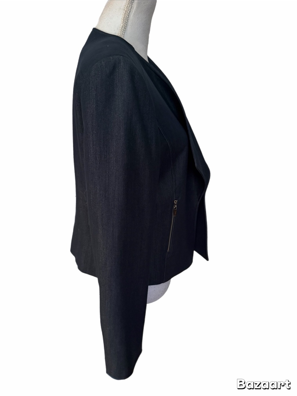 Tahari Women's Navy Blue Tailored Pantsuit with Asymmetrical Jacket - Picture 5 of 9